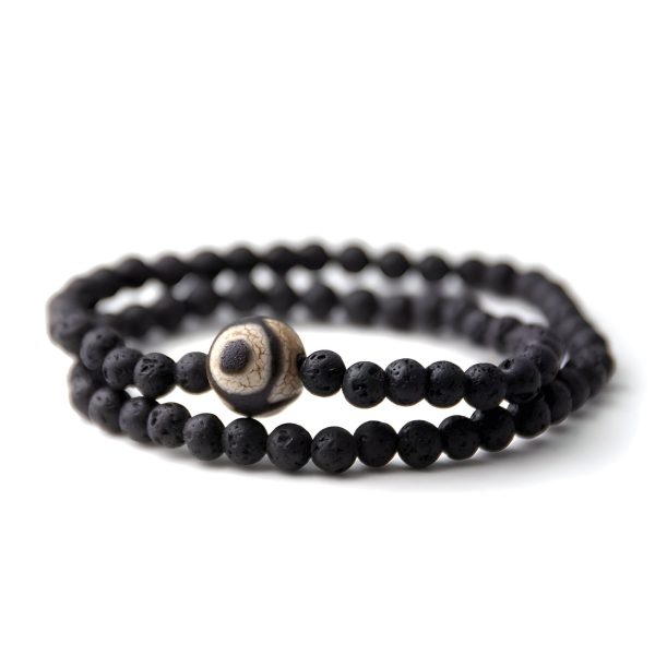 bracelet tibétain en pierres volcaniques