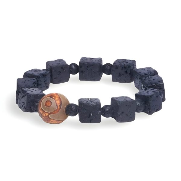 bracelet tibétain en pierres volcaniques cubiques