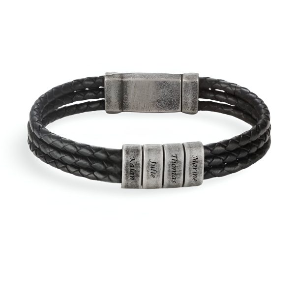 bracelet triple cordon en cuir personnalisé