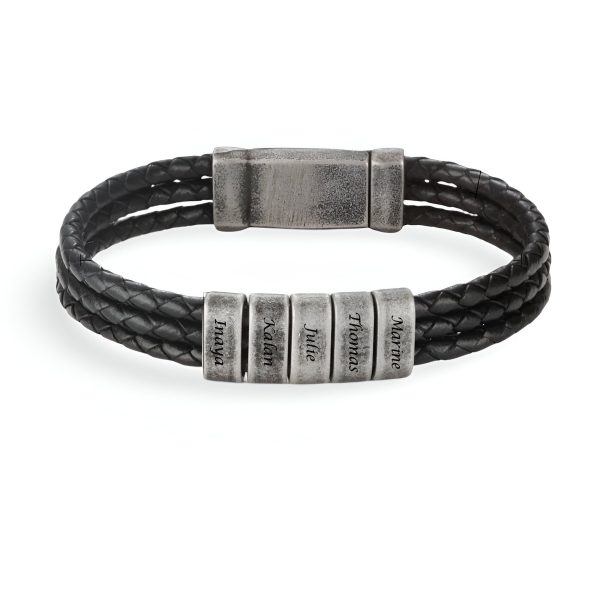 bracelet triple cordon en cuir personnalisé