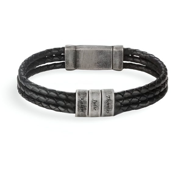 bracelet triple cordon en cuir personnalisé
