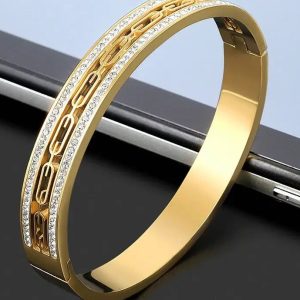 bracelets homme acier strass